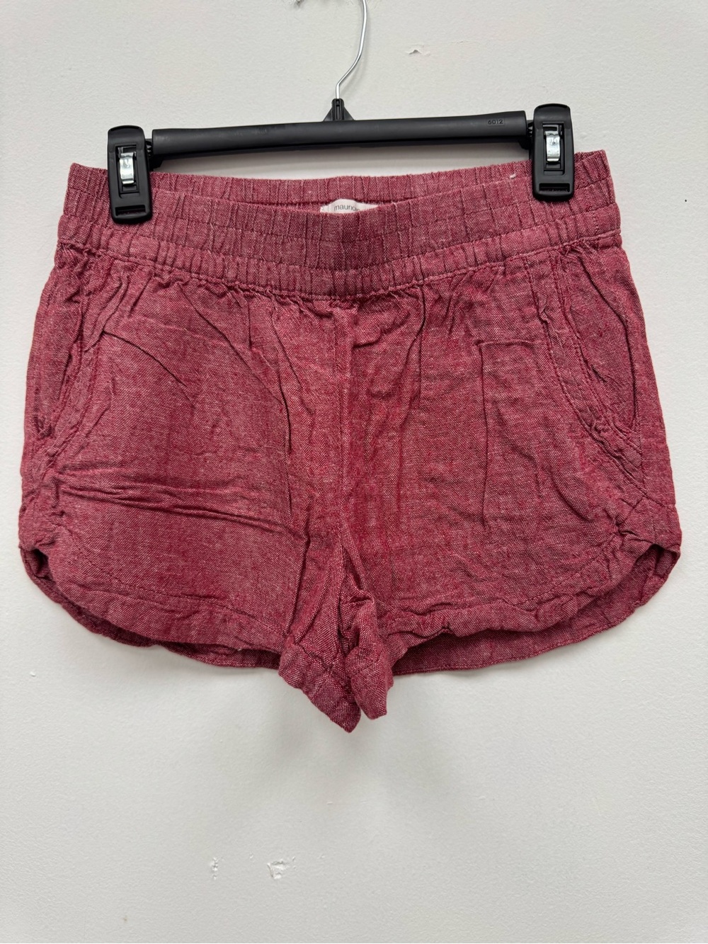 Women’s Casual Elastic-Waist Burgundy Shorts